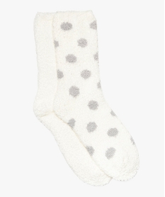 chaussettes femme en maille bouclette a motifs pois (lot de 2) gris chaussettesB076001_1