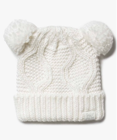 GEMO Bonnet fille en grosse maille brillante avec 2 pompons Beige