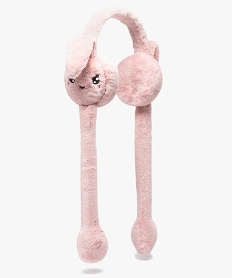 GEMO Cache-oreilles fille animé en maille peluche douce Rose