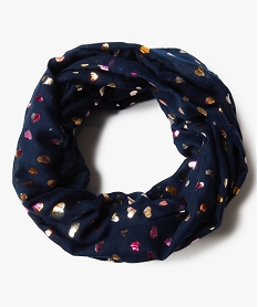 GEMO Foulard fille forme snood avec motifs cœurs pailletés Bleu