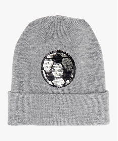 GEMO Bonnet garçon avec ballon de foot en sequins réversibles Gris