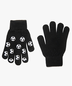 gants garcon motif ballons de foot reflechissant noirB082801_1