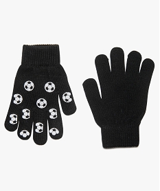 GEMO Gants garçon motif ballons de foot réfléchissant Noir