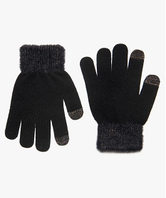 gants fille tactiles a detail paillete noirB083901_1