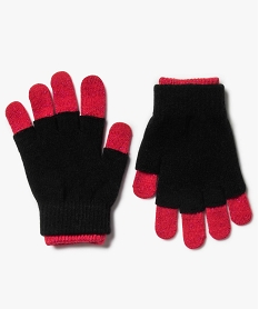 GEMO Gants fille pailletés avec mitaines Noir