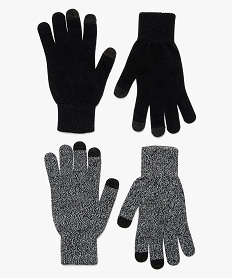 GEMO Gants homme compatibles écrans tactiles (lot de 2) Noir