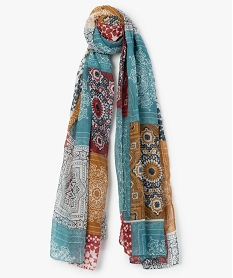 GEMO Foulard femme multicolore contenant 45% de polyester recyclé Multicolore