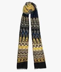 GEMO Foulard femme  multicolore avec finitions petites franges Multicolore