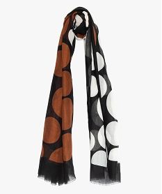 foulard femme avec motifs ronds contenant du polyester recycle brunB092301_1