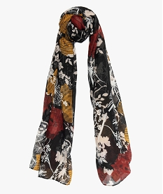 foulard femme a motifs fleuris contenant du polyester recycle jauneB092401_1