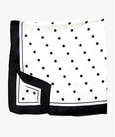 GEMO Foulard femme carré à motifs pois Blanc