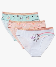 GEMO Culottes fille à motifs licornes (lot de 3) Multicolore