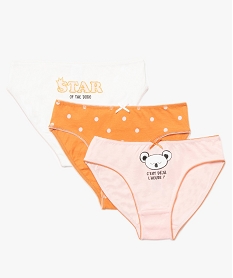 GEMO Culotte fille imprimée en coton bio et stretch (lot de 3) Multicolore