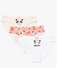 GEMO Culotte fille à motif panda et paillettes (lot de 3) Multicolore