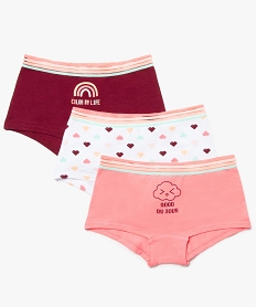 GEMO Boxer fille à large ceinture élastique rayée (lot de 3) Multicolore