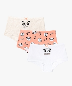 GEMO Boxers fille à motifs pandas en coton bio (lot de 3) Multicolore