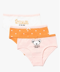 GEMO Shorty fille imprimé en coton bio et stretch (lot de 3) Multicolore
