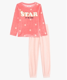 GEMO Pyjama fille en velours avec inscription en fil pailleté Imprimé