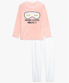 GEMO Pyjama fille bimatière chaud avec imprimé pailleté Rose