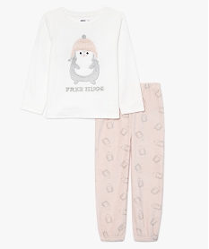 GEMO Pyjama fille en velours avec broderie métallisée Beige