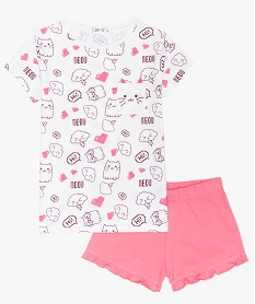 GEMO Pyjashort fille motif kawaii et volants Imprimé