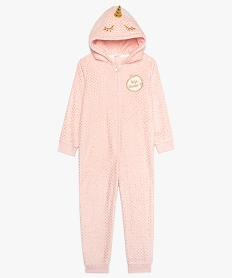 GEMO Combinaison pyjama fille douillette à pois dorés Orange