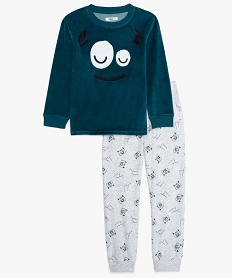 GEMO Pyjama garçon en velours motif monstre fantaisie Bleu