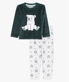 GEMO Pyjama garçon en velours imprimé ours polaire Vert