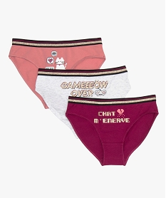 GEMO Culotte fille pailletée avec coton biologique (lot de 3) Multicolore