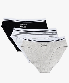 GEMO Culottes fille avec inscriptions (lot de 3) Multicolore