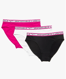 GEMO Culottes fille à ceinture large et coton bio (lot de 3) Multicolore