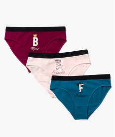 GEMO Culottes fille en coton bio avec inscription (lot de 3) Multicolore