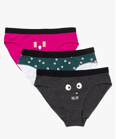 GEMO Culotte fille imprimé fantaisie avec coton bio (lot de 3) Multicolore