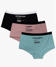 GEMO Boxers fille imprimés en coton bio stretch (lot de 3) Multicolore