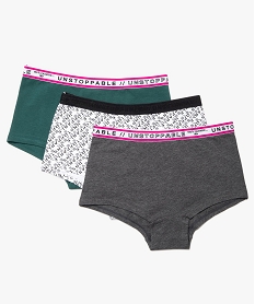 GEMO Boxers fille en coton bio stretch avec ceinture fantaisie (lot de 3) Multicolore