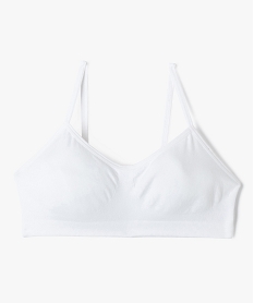 GEMO Brassière à fines bretelles en maille extensible fille blanc vif