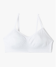 GEMO Brassière à fines bretelles en maille extensible fille Blanc