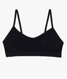 GEMO Brassière à fines bretelles en maille extensible fille Noir