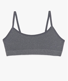 GEMO Brassière fille à fines bretelles en microfibre pailletée Gris