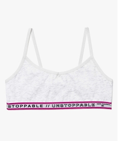GEMO Brassière fille à fines bretelles avec du coton biologique chinée Gris