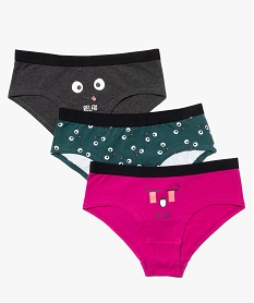 GEMO Shorties fille imprimé fantaisie avec coton bio (lot de 3) Multicolore