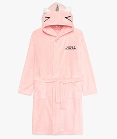 GEMO Robe de chambre fille douillette avec capuche animée rose standard