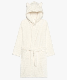 GEMO Robe de chambre fille en maille douce à capuche doublée Beige