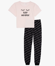 GEMO Pyjama fille en jersey imprimé avec crop top Rose