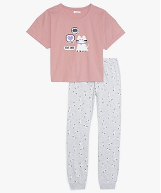 GEMO Pyjama fille en jersey imprimé avec crop top Rose