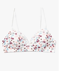 GEMO Soutien-gorge fille à bonnets paddés dentelle et coton bio imprimé floral Imprimé