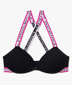 GEMO Soutien-gorge fille à larges bretelles croisées Noir