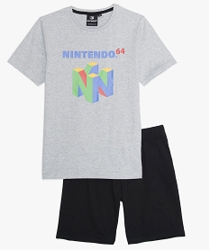 GEMO Pyjashort garçon bicolore avec motif coloré - Nintendo Gris