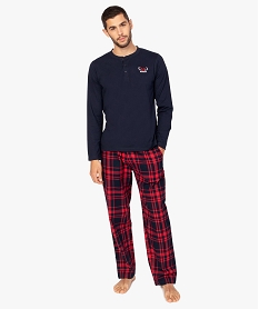 pyjama homme bicolore a manches longues rougeB112001_1