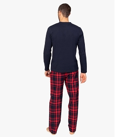 pyjama homme bicolore a manches longues rougeB112001_3